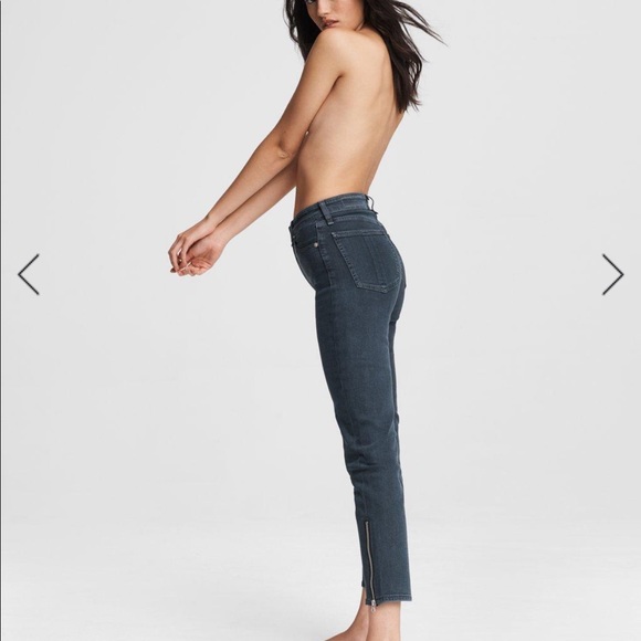 rag & bone Nina High Rise Cigarette Ankle Zip in Minna Dark Gray Jeans - Picture 3 of 16